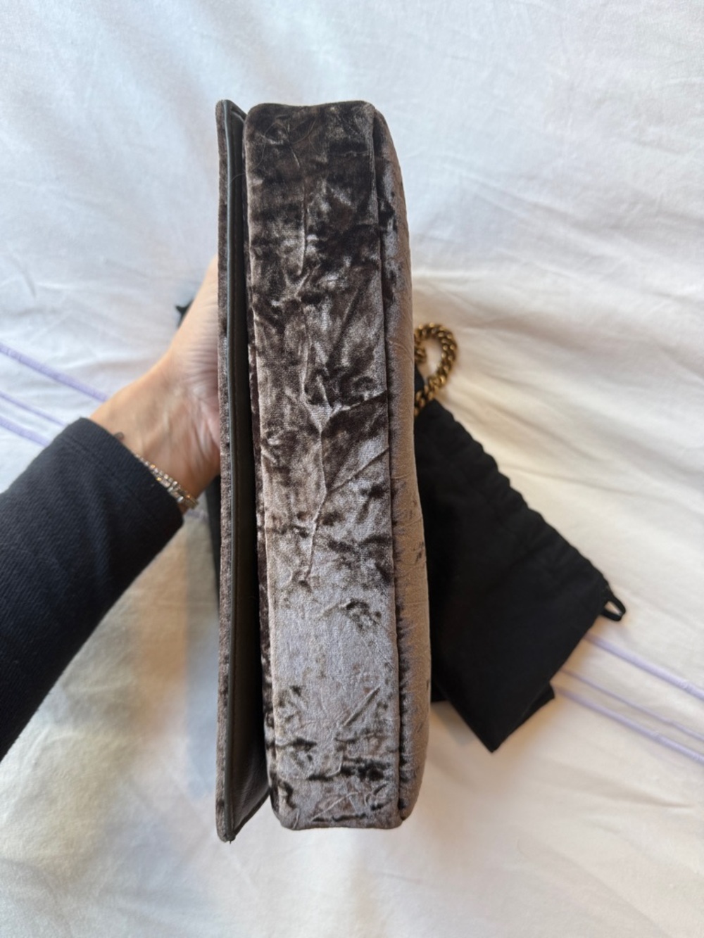 Saint Laurent Kate 99 Velvet YSL Monogram Clutch - Picture 5 of 12
